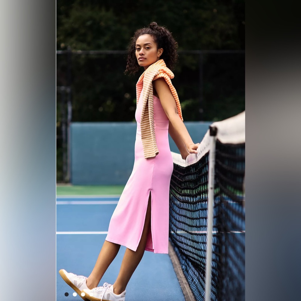 NWT  Beach Riot for Anthropologie Pink Midi Dress. Size L
